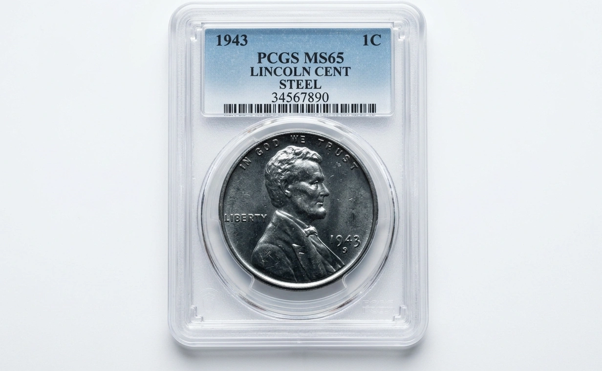an MS65 graded Lincoln Cent showing subtle surface marks
