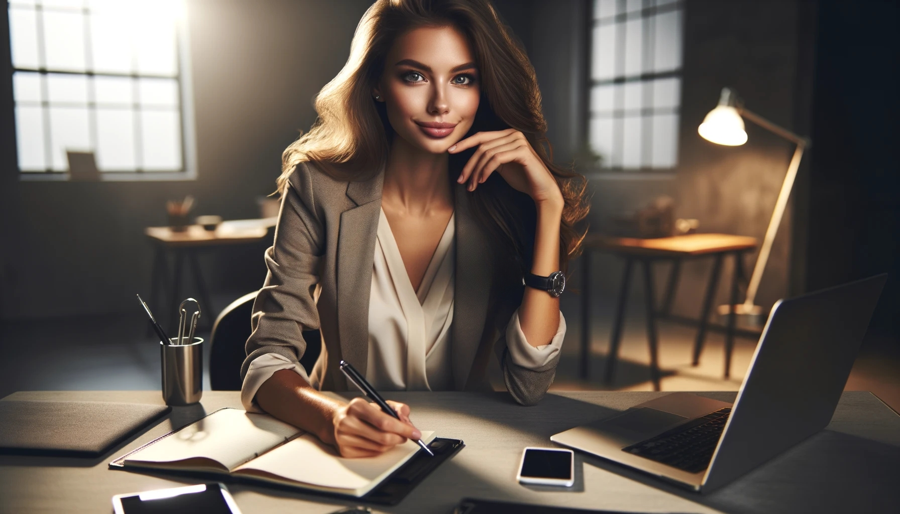 Portrait of a young, beautiful businesswoman